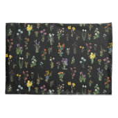 Housse D'oreillers Aquarelle fleur sauvage Floral botanique noir (Dos-gauche)