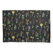 Housse D'oreillers Aquarelle fleur sauvage Floral botanique noir (devant-gauche)