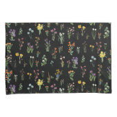 Housse D'oreillers Aquarelle fleur sauvage Floral botanique noir (devant-Droit)