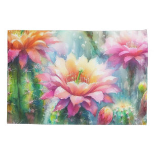 Housse D'oreillers Aquarelle Flower Cactus Succulents