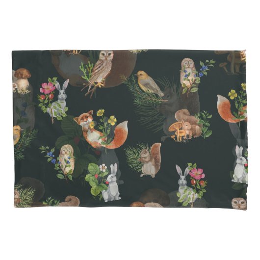 Housse D'oreillers Aquarelle Forêt Animaux : Mignonne sans joint (devant)