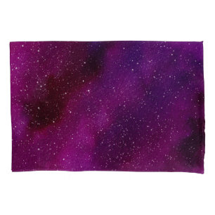 Housse D'oreillers Aquarelle Galaxies rose violet