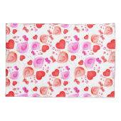 Housse D'oreillers Aquarelle inséparables rose rouge coussin blanc (Dos-gauche)