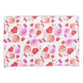 Housse D'oreillers Aquarelle inséparables rose rouge coussin blanc (devant-Droit)