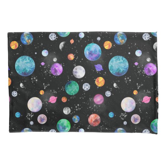 Housse D'oreillers Aquarelle Les planètes spatiales Galaxy (devant)