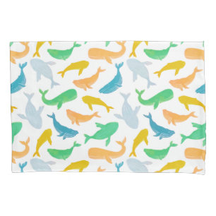 Housse D'oreillers Aquarelle marine de baleine de l'océan Pacifique