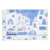 Housse D'oreillers Aquarelle moderne Santorin Grèce île (devant-Droit)