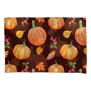 Housse D'oreillers Aquarelle Motif Floral Citrouille d'automne