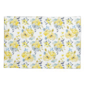 Housse D'oreillers Aquarelle Motif Floral Jaune (Dos)