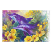 Housse D'oreillers Aquarelle Océan Dauphins Fleurs Tropicales (Dos)