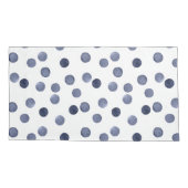 Housse D'oreillers Aquarelle. Point de polka bleu. (Dos)
