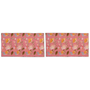 Housse D'oreillers Aquarelle rose monogramme