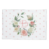 Housse D'oreillers Aquarelle rose Monogramme bébé fille Floral (Dos)