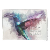 Housse D'oreillers Aquarelle rose, turquoise et violette Colibri (devant)