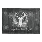 Housse D'oreillers Aquarelle rustique renne blanc (Dos)