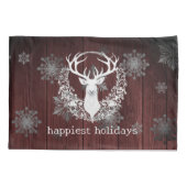 Housse D'oreillers Aquarelle rustique renne blanc | Red (Dos)