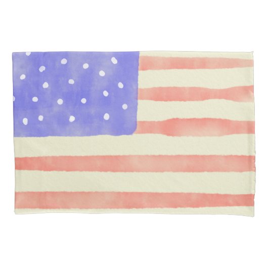 Housse D'oreillers Aquarelle rustique USA drapeau américain (devant)