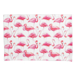 Housse D'oreillers Aquarelle tropicale Flamingo rose pâle