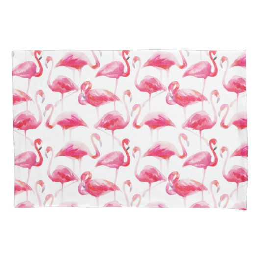 Housse D'oreillers Aquarelle tropicale Flamingo rose pâle (devant)