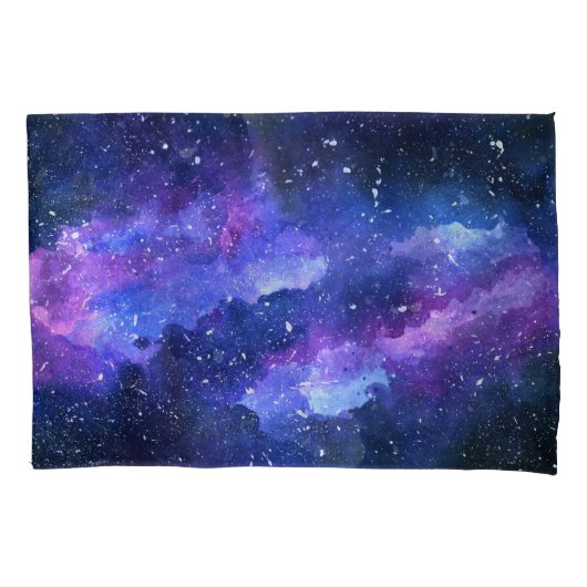 Housse D'oreillers Aquarelle Universe de l'espace galaxique violet (devant)