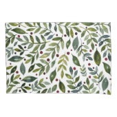 Housse D'oreillers Aquarelle verte branches saisonnières et baies (devant)
