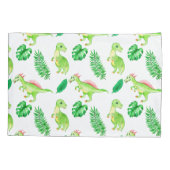 Housse D'oreillers Aquarelle verte mignonne Jungle Dinosaur Motif (Dos)