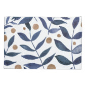 Housse D'oreillers Aquarelles et baies - indigo et beige (Dos)