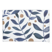 Housse D'oreillers Aquarelles et baies - indigo et beige (devant)