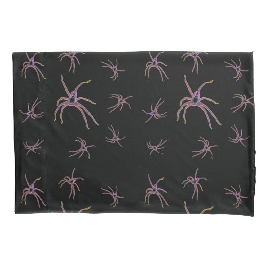 Housse D'oreillers Araignées De Chasse Sur Noir, (devant)