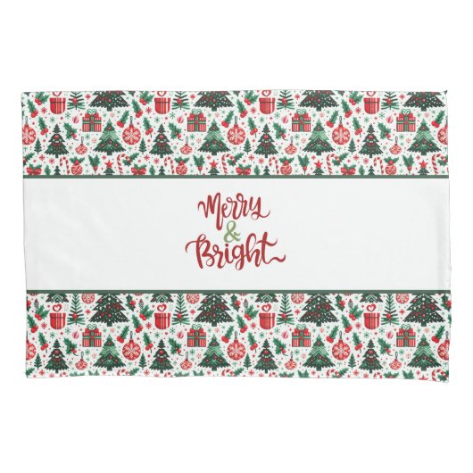 Housse D'oreillers Arbre de Noël, cadeaux, sucre de canne (devant)