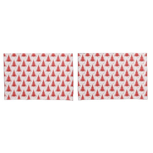 Housse D'oreillers Arbre de Noël Motif rouge Coussin Coque (devant-Set)