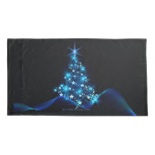 Housse D'oreillers arbre de Noël stylisé SlipperyJoe bleu brillant s (Dos)