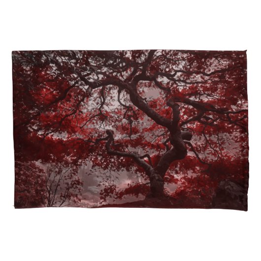 Housse D'oreillers Arbre rouge en fleurs de cerisiers (devant)