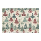 Housse D'oreillers Arbres verts de Noël Aquarelle Grunge Maroon (devant-gauche)