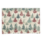 Housse D'oreillers Arbres verts de Noël Aquarelle Grunge Maroon (devant-Droit)