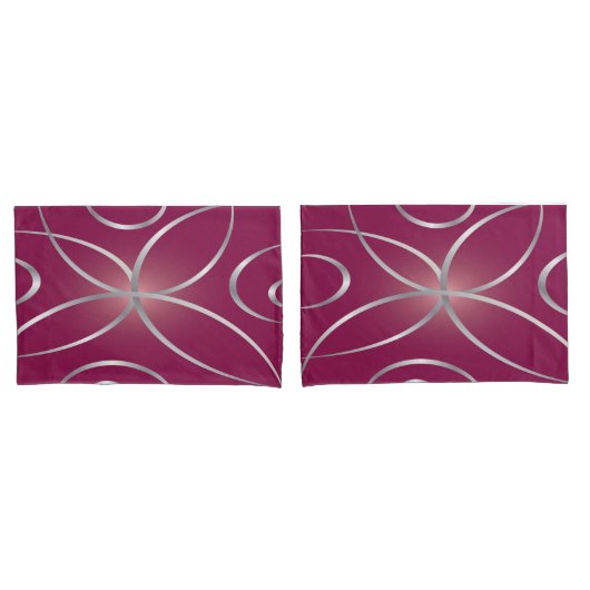 Housse D'oreillers Argent sur magenta (devant-Set)