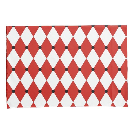 Housse D'oreillers Arlequin blanc et rouge point noir (devant-Droit)