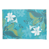 Housse D'oreillers Arrière - plan bleu Lilies blanches (devant)