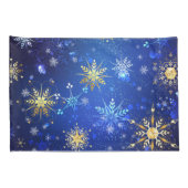 Housse D'oreillers Arrière - plan Bleu XMAS avec des flocons de neige (Dos-Droit)