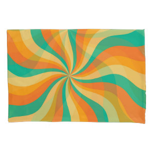 Housse D'oreillers Arrière - plan coloré Retro les années 70 Sunburst