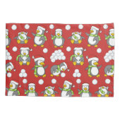 Housse D'oreillers Arrière - plan de pingouins de Noël (Dos)