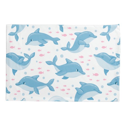 Housse D'oreillers Arrière - plan graphique Motif dauphin mignon (Dos)