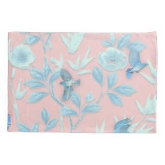 Housse D'oreillers Arrière - plan rose avec oiseaux et fleurs