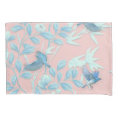 Housse D'oreillers Arrière - plan rose avec oiseaux et fleurs (devant)