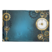 Housse D'oreillers Arrière - plan turquoise à vapeur avec engrenages (Dos)