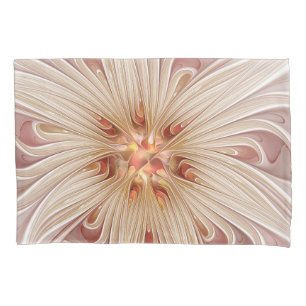 Housse D'oreillers Art abstrait moderne pêche pastel fleur fractale