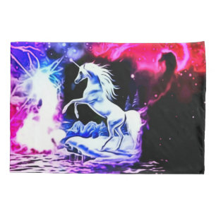 Housse D'oreillers Art d'aerographe d'imaginaire d'univers de licorne