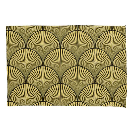 Housse D'oreillers Art déco japonais : Design d'or noir (devant)