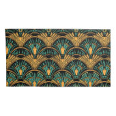 Housse D'oreillers Art déco turquoise et or (Dos-Droit)