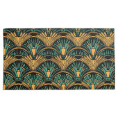 Housse D'oreillers Art déco turquoise et or (devant-Droit)